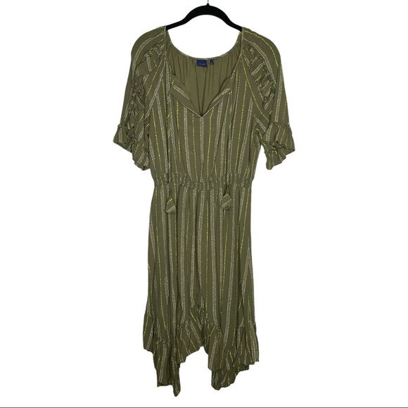 Kaari Blue green striped pesant dress size large - Picture 12 of 13